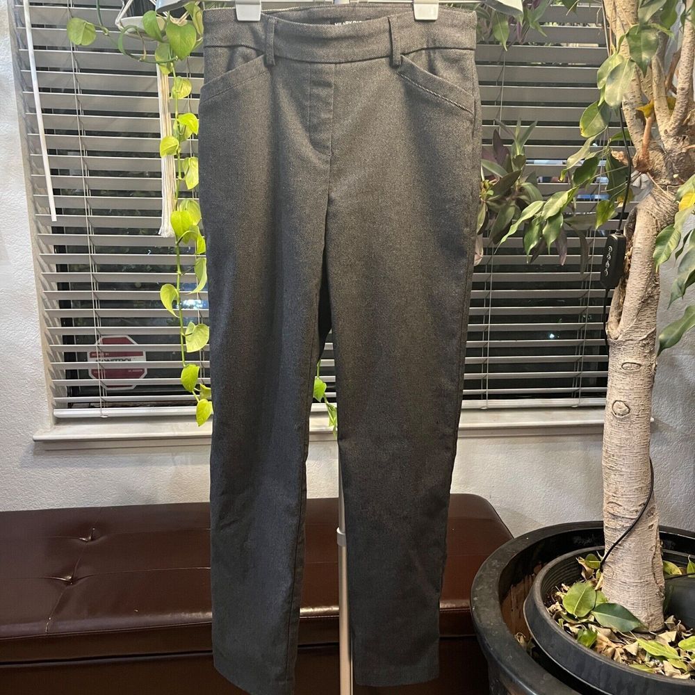 Hilary Radley Ankle Pants Womens Small Gray Flat Front Slim Straight Leg Pull-On